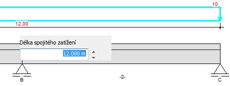 Nastavení Přenos zatížení Poklepáním na délkovou kótu zatížení v grafickém panelu (oblast D) lze tuto přímo upravovat.