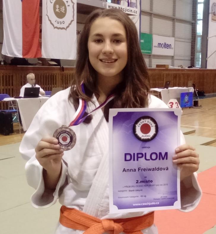 Anna Freiwaldová (sekunda) Nominaci podává Martina Salašová reprezentace školy ve sportovních akcích volejbal, vybíjená, florbal, judo: Mezinárodní turnaj v Brně Regionální