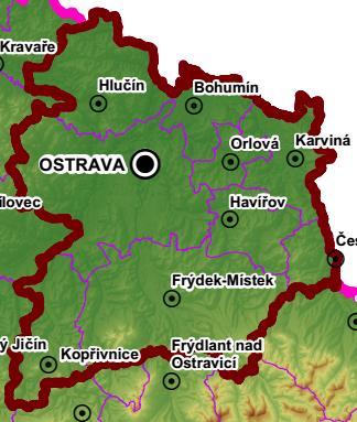 Vlastnosti a hodnoty území - reliéf Ostravská pánev Odra Opava, Porubka, Polančice Lubina,