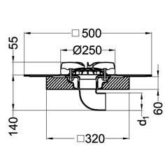 3.6 Akasison XL 75 HR B Střešní vtok s horizontálním napojením 75 mm a živičnou přírubou podle EN 1253. Používá se u střech se střešními plášti vyžadující napojení živičné krytiny.