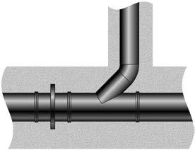 Jestliže se jako pevný bod použije odbočka, jejíž sběrný průměr je menší než průměr hlavního potrubí, je nutné v blízkosti odbočky instalovat další fixační bod.