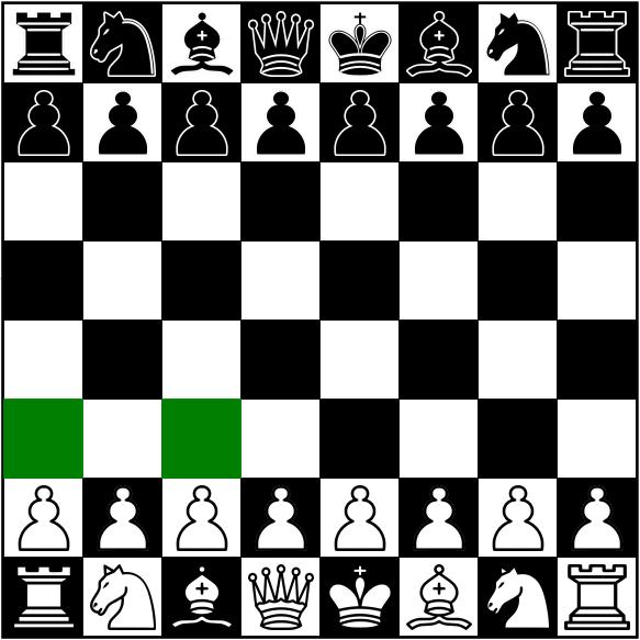 Obrázek 3.1: Tahy jezdce na B1 v počátku partie. 3.2 Mailbox Mailbox [5] odstraňuje nutnost kontroly mezí u reprezentace 8 8. Implementuje ho pole 10 12.