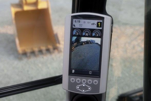 Bezpečnost Funkce pro zvýšení bezpečnosti osob Kabina s konstrukcí ROPS Kabina s certifikací ROPS uožňuje našroubování ochranného krytu obsluhy (OPG, Operator Protective Guard) přío na kabinu.