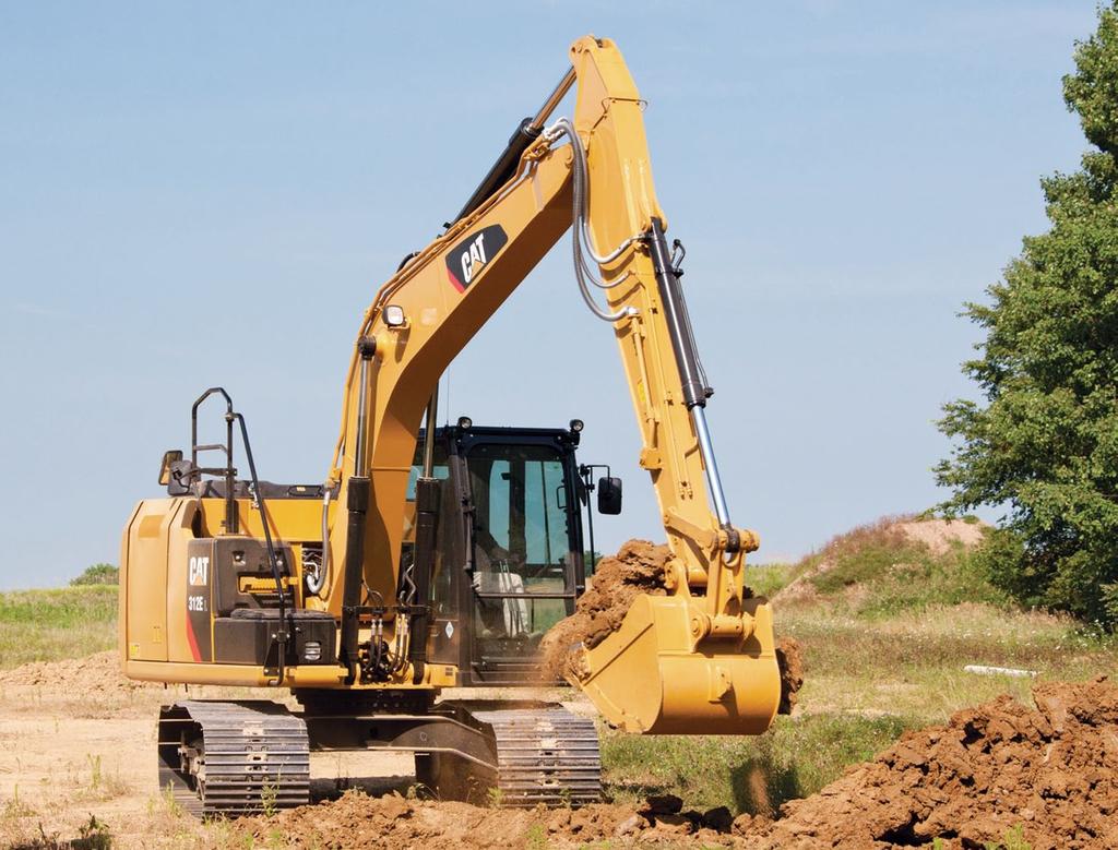 Hydraulický systé Vysoký výkon pro přesun většího objeu zeiny, kaení a suti rychleji a přesněji Hlavní ovládací ventil a ventily přídavného okruhu Rýpadlo 312E používá vysokotlaký systé, který