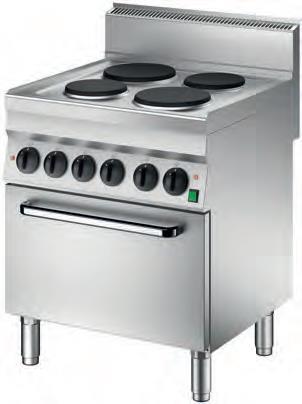Uvedené ceny jsou cenami netto bez DPH Sporáky 600 pro malé provozy Elektrický sporák 700 x 650 x 870-1065 mm, 12,4 kw (2x 2,6 kw, 2x 1,5 kw), 400 V + 4,2 kw, 230 V, 64 kg, 4 varné