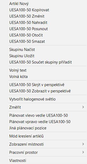 Nové kontextové menu