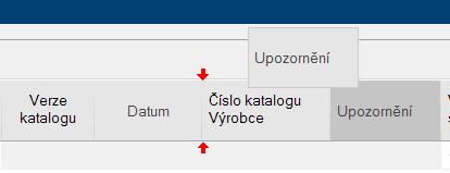 Nové zobrazení seznamu katalogů manažer sloupců Přesunutí sloupce kliknutím