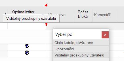 Manažer sloupců. Otevře se okno, ve kterém je seznam skrytých sloupců.