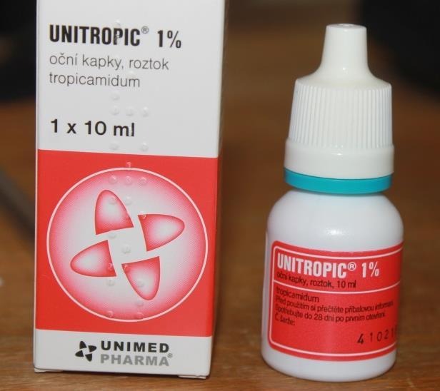 Medikamentózní terapie Léčiva používány topicky Mydriatika a cykloplegika Diagnostická/terapeutická
