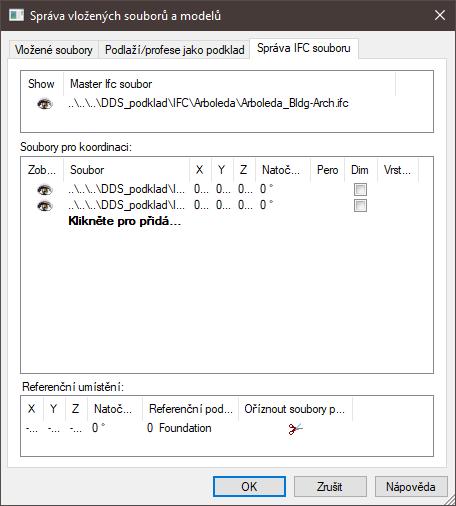 Import a správa IFC modelů Správce modelů IFC je nyní opticky rozděleln na část, kde vložíte model, podle kterého se nastaví výšky jednotlivých podlaží (v