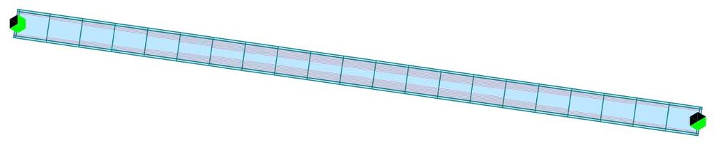 Obr. 3 Detail vedení předpínacích kabelů půdorysně nejdelším polem Obr. 4 Detail axonometrie modelu krajního pole Obr. 5 Příčný řez Výsledky numerické analýzy Obr.