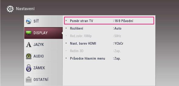 Systémové nastavení 23 Nastavení Přizpůsobení nastavení SETUP Můžete změnit nastavení přehrávače pomocí nabídky [Nastavení]. 1.