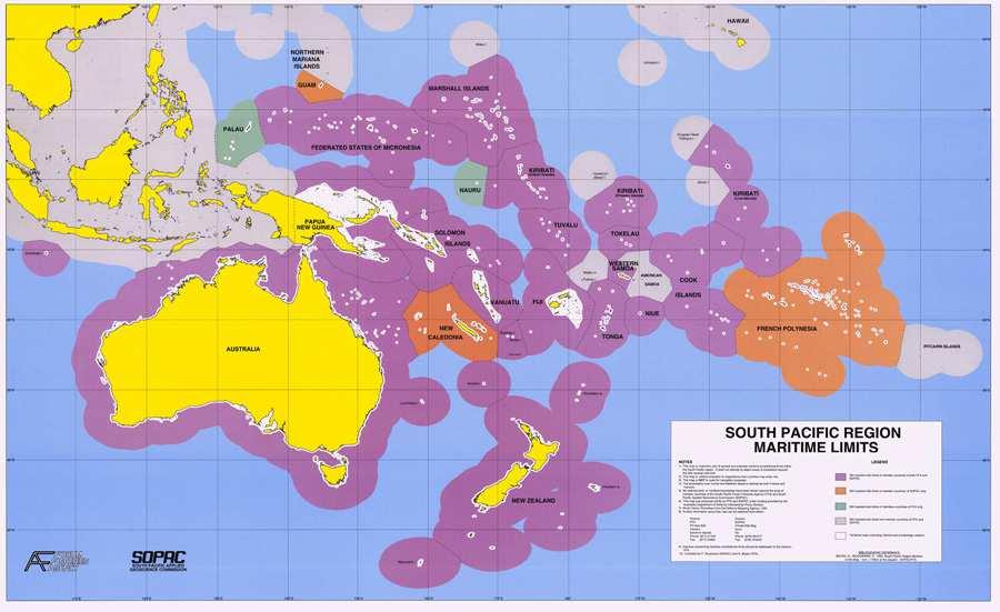 Souostrovní vody Zdroj: Pacific Islands Applied Geoscience Commission Oblasti spadající pod jurisdikci pobřežních států výlučná ekonomická zóna (exclusive economic zone, EEZ) = prostor sui generis,