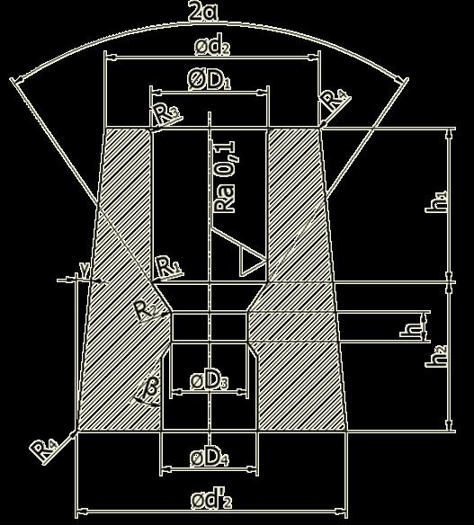 Pro vyloučení koncentrace napětí na přechodu mezi upínací částí a dříkem volíme pozvolné zvětšování průměru průtlačníku.