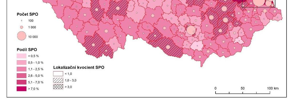 kontext: Česko Průměr LQ ve vztahu k Česku a lokálnímu ORP: zohledňuje postavení v ČR a zároveň místně specifickou situaci (zvyšuje