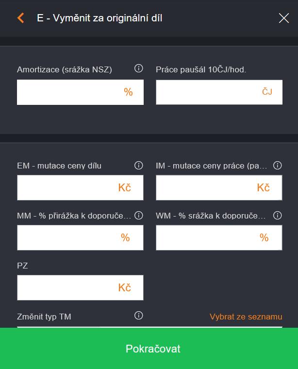 4.2. MUTAČNÍ PANEL Mutační panel umožňuje změny chování operací přidáním určitých hodnot. Hodnoty závisí na zvolené operaci a konfiguraci.
