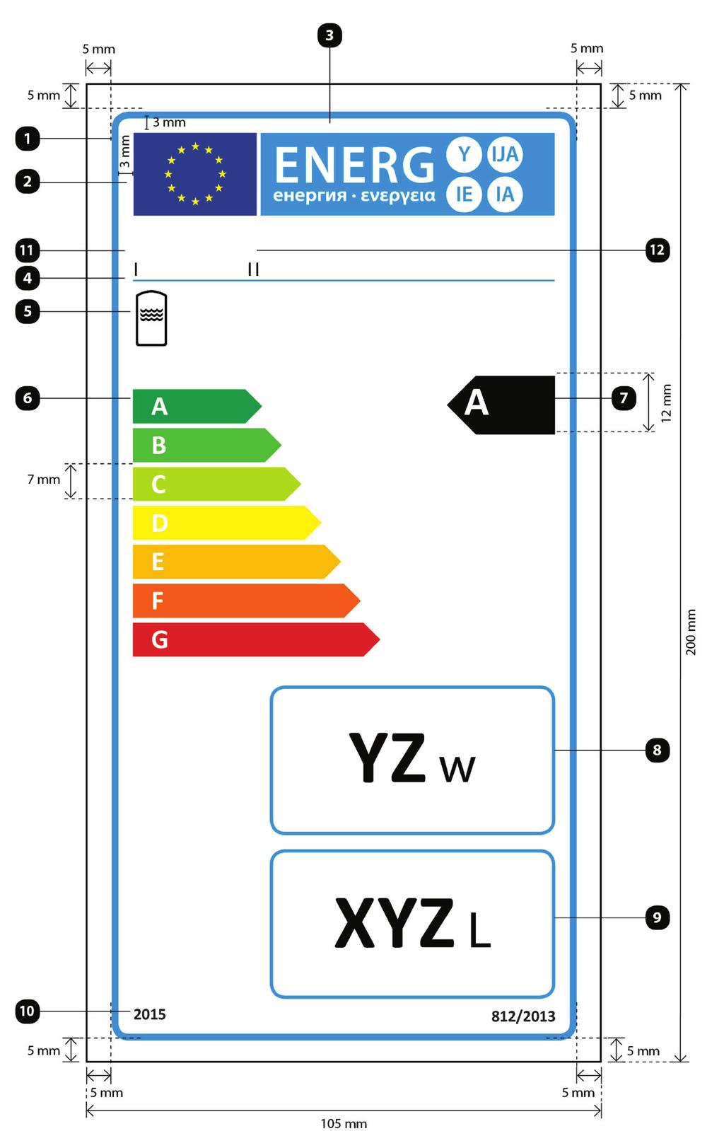 CS L 239/112 7. Úřední věstník Evropské unie Provedení energetického štítku zásobníků teplé vody musí odpovídat níže uvedenému obrázku.