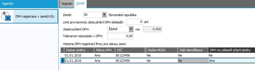 1) Agenda Firemné údaje -> záložka Všeobecné -> podzáložka Zmeny lokálnych IČ DPH tu musí byť nastavené DPH na základe prijatia platby na hodnotu Áno.