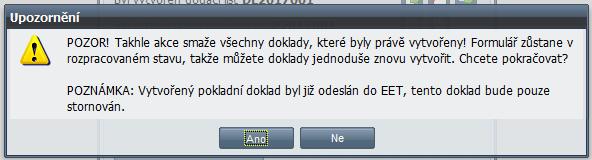 Po vygenerování dokladu je tento doklad automaticky zaslán do EET a FIK (BKP) kód je zobrazen na seznamu vygenerovaných dokladů.