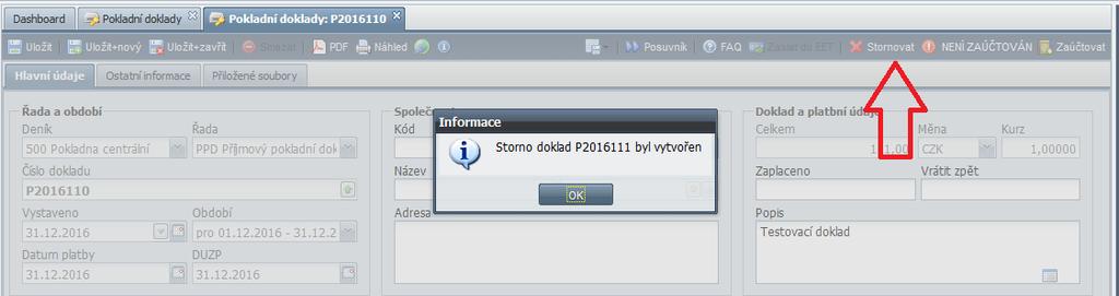 - Stornuje doklad skrytý sloupec u storno dokladu číslo dokladu, který je tímto dokladem stornován Pomocí tohoto seznamu může uživatel provádět kontrolu, zda a jak byly data odeslána do EET.