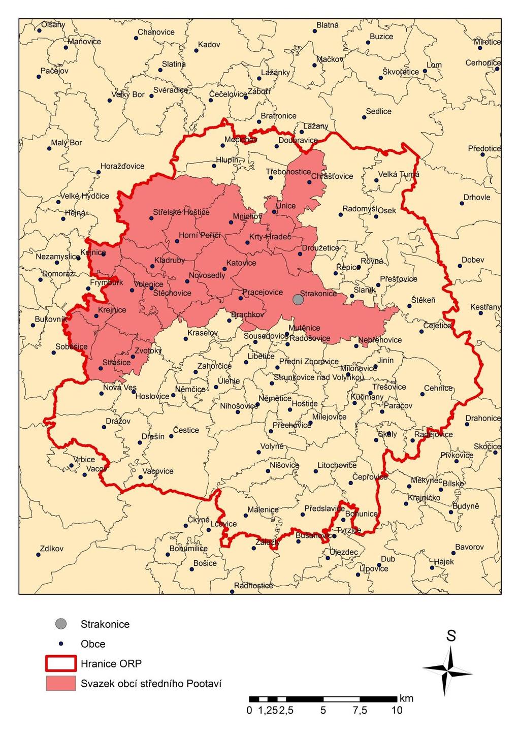 Mapa mikroregionu v rámci území ORP