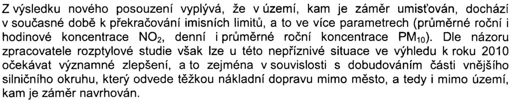 stavební úøad. Vlivy na ovzduší a klima Pøílohou oznámení je samostatná rozptylová studie hodnotící vliv provozu zámìru na kvalitu ovzduší v pøedmìtné lokalitì (Ing. Radim Koš álek; èerven 2007).