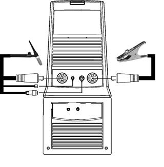 14/22 1. Připojte stroj síťovou vidlicí k síti 3x400 V, 50-60 Hz. 2. Připojte vodní hořák do čelního panelu svářečky podle obrázku uvedeného výše. 3. Připojte zemnící kabel do rychlospojky (+). 4.