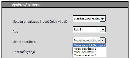 Výběr jednotlivých způsobů výpočtu uživatel uskutečňuje v části A. Výběr, kde si uživatel volí mezi jednotlivými možnostmi výpočtu. Výsledky výpočtů se uskutečňují v části B.