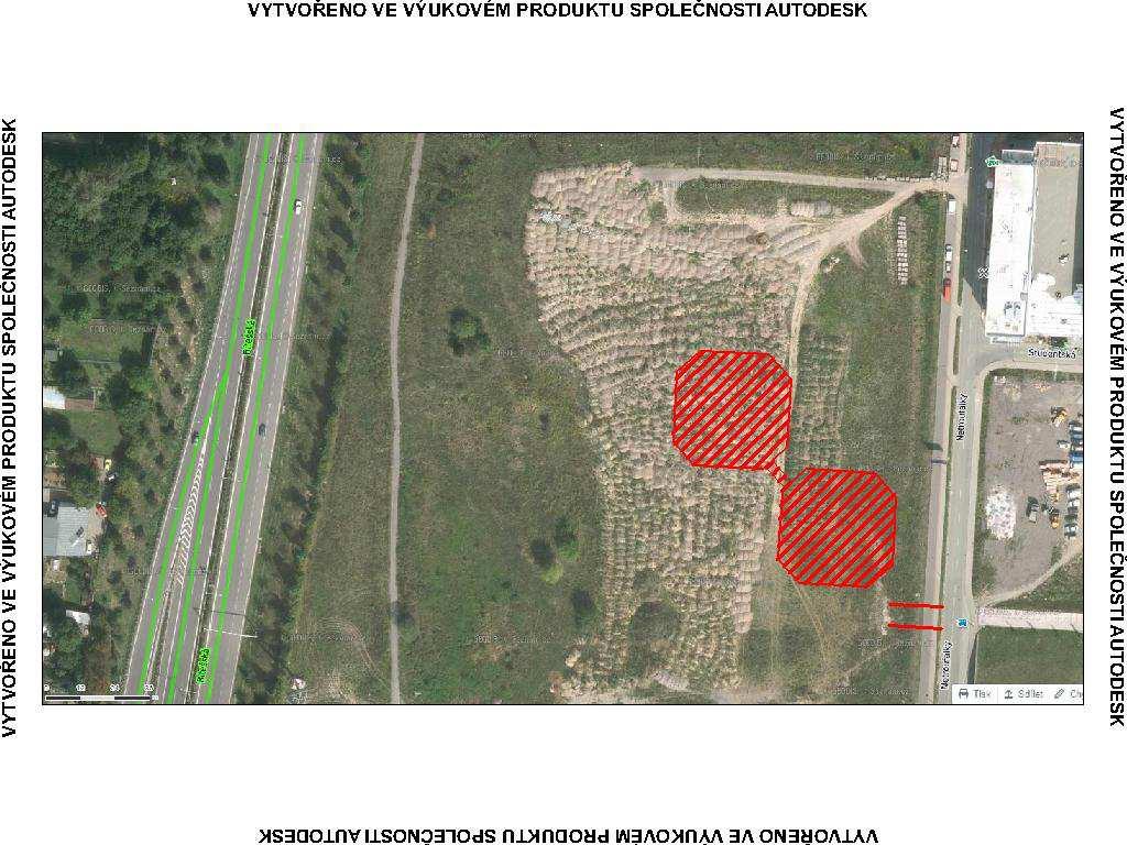 Budova je umístěna 5 m od okraje pozemku.