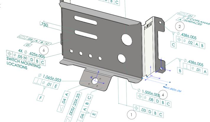 SOLIDWORKS Inspection Po dokončení projektu můžete vygenerovat následující dokumenty: Zpráva ve formátu Microsoft Excel 2D PDF 3D PDF (máte-li k dispozici SOLIDWORKS MBD) Soubor edrawings Samostatná