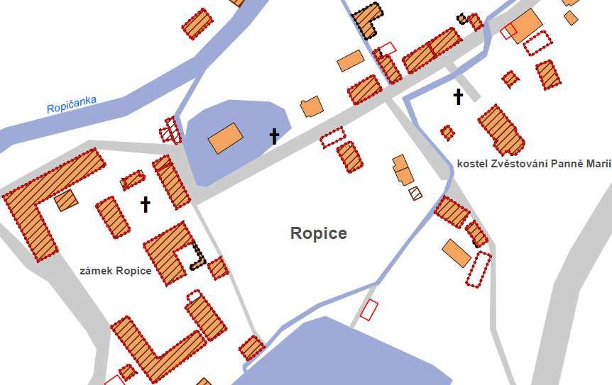 TVORBA ANALYTICKÝCH MAPOVÝCH VÝSTUPŮ Obr. 7.2: Ukázka části mapy vývoje zástavby mezi roky 18