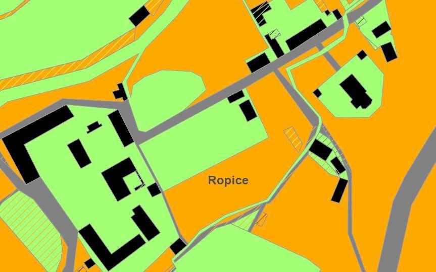 TVORBA ANALYTICKÝCH MAPOVÝCH VÝSTUPŮ Obr. 7.6: Ukázka části mapy vývoje využití pozemků mezi roky 1836 a 1880 7.3 Vývoj výměry orné půdy Mapa zobrazuje vývoj orné půdy mezi 2 po sobě jdoucími etapami.