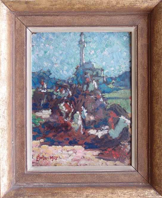 6 6 Ludvík Kuba (1863 1956) Před Džamijí v Tatar - Pazardžiku olej, lepenka, 1927, 28 x 20,5 cm, sign. LD LKuba 1927, rám, některými označován za Posledního impresionistu.