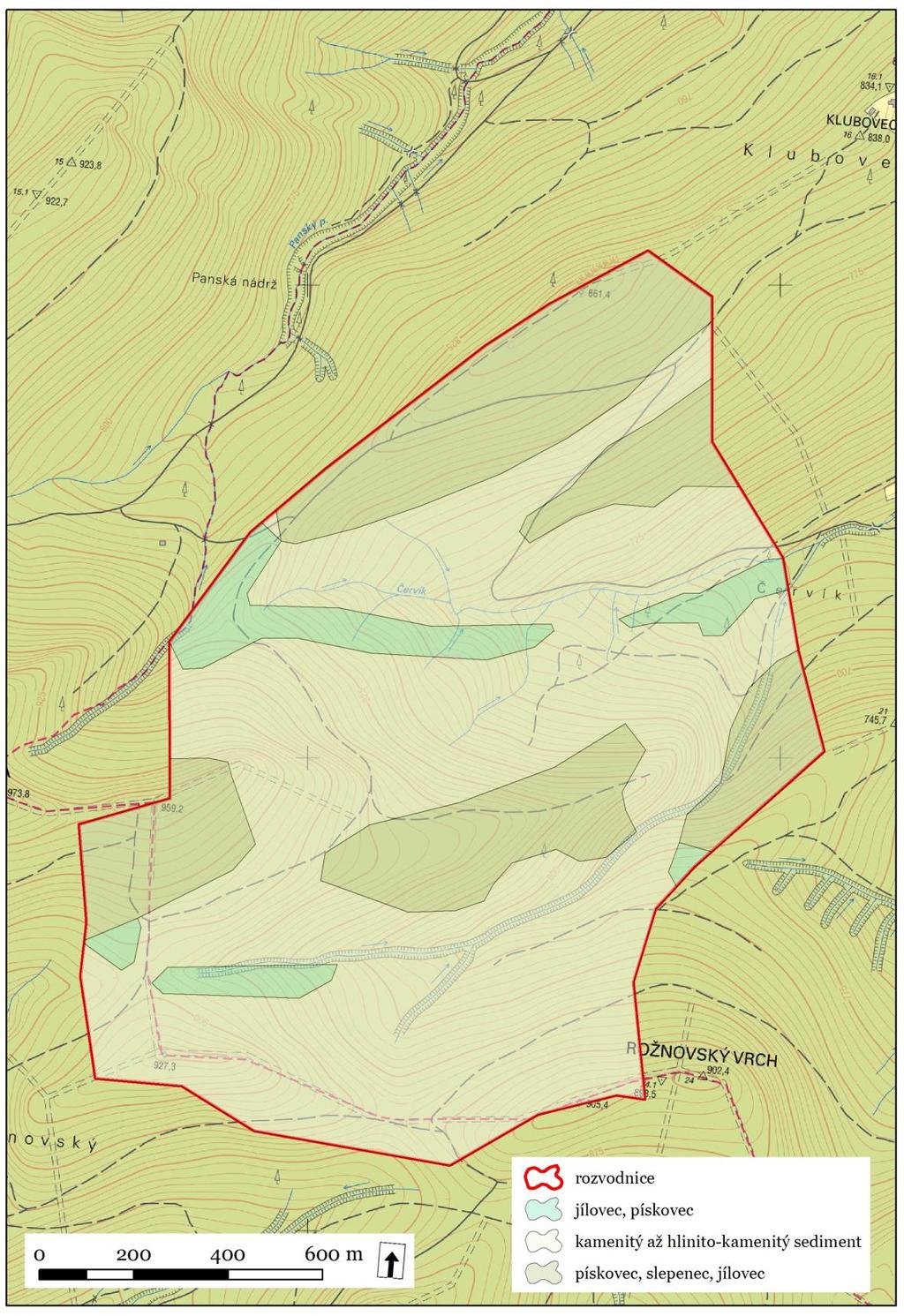 Obr. 8 Geologie povodí vodního toku Červík