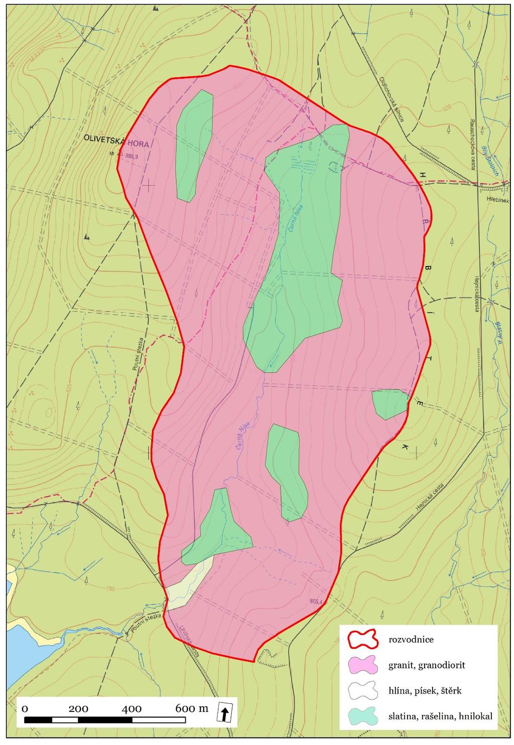 Obr. 12 Geologie povodí vodního toku Černá Nisa