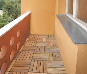 Terasové čtverce Deck Clic Tato unikátní podlaha s modulovým systémem je vyráběna z uznávaných tropických dřevin jako hlavní materiál pro použití v exteriéru, doplněný o inovativní do sebe zapadající