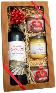 LCVF003 Francouzská dárková sada červené víno Plaisir Gascogne 750 ml jelení terina s koňakem180 g kančí