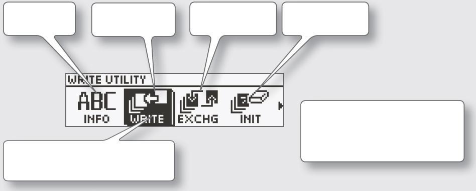 [WRITE] tlačítko 2 Zvolte typ funkce zápisu WRITE (PATCH WRITE) zvolte knobem Value a stiskněte tlačítko [ENTER].