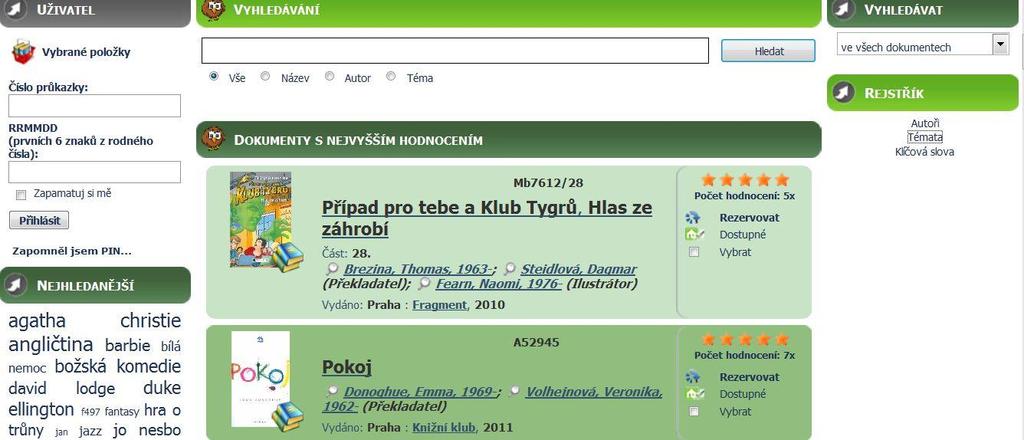 Katalog respektující prvky webu