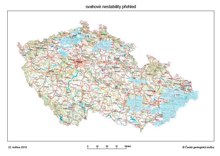 Registr svahových nestabilit Registr svahových nestabilit ČGS je zpřístupněn formou mapové aplikace a jednotlivé záznamy jsou přístupné též vyhledáváním v databázi svahových nestabilit České