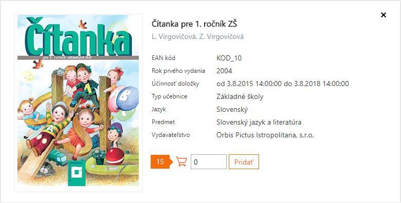 Pridávanie učebníc do objednávacieho košíka Učebnice, ktoré chcete objednať najskôr pridáte do košíka.