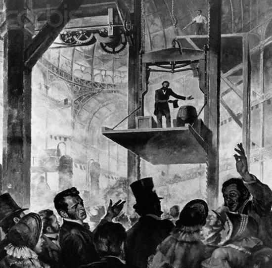 Otisův výtah [8] Otisovu koncepci dále rozvedl německý inženýr Werner von Siemens, který umístil elektromotor, jenž otáčel ozubeným pastorkem, přímo pod podlahu.