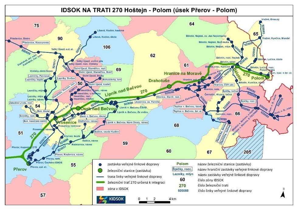 Integrace trati 290 Železniční trať 290 Olomouc Uničov Šumperk měří celkem 58,2 km