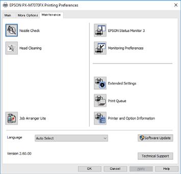 Řešení problémů Kontrola stavu tiskárny z počítače (systém Windows) Klikněte na možnost Tisková fronta na kartě Údržba ovladače tiskárny a poté si projděte následující body.