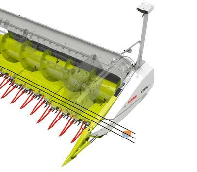 stébel Úhlová příčná trubice pro lepší výhled z kabiny na stůl žacího ústrojí Plynulé nastavení výšky šnekového