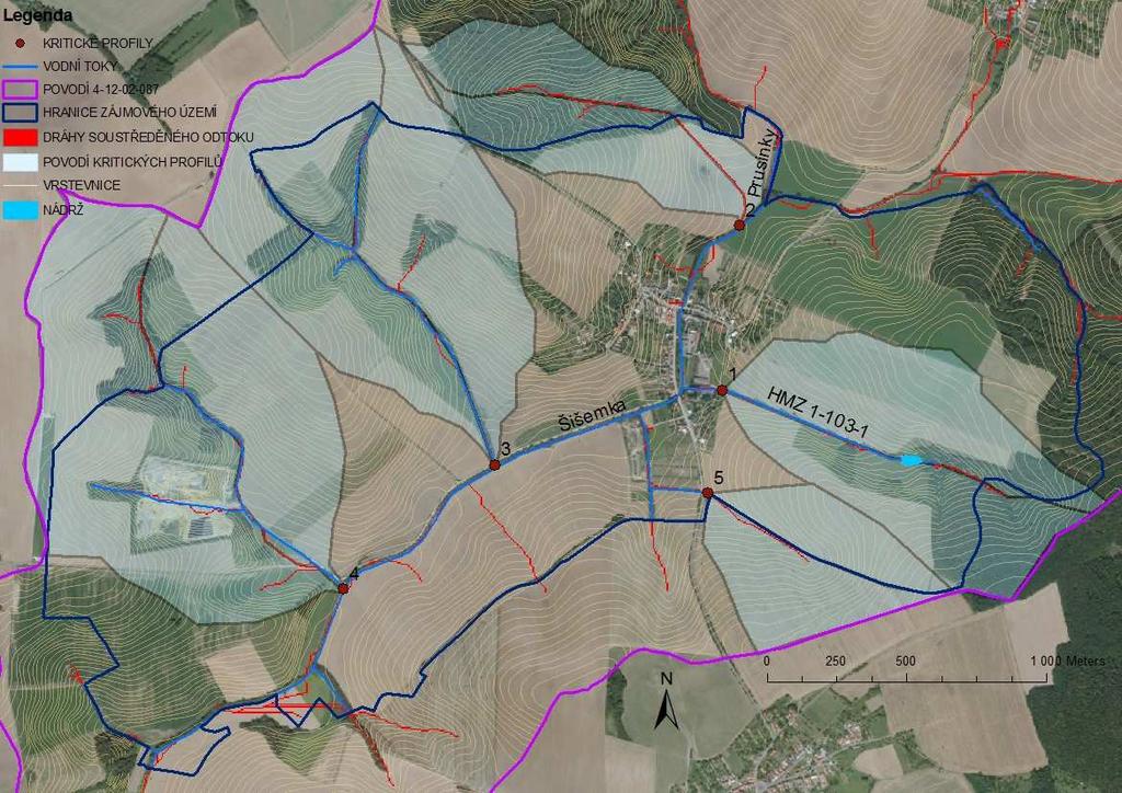 4.3 HYDROLOGICKÉ POMĚRY Obr. 4.3 Hydrologické poměry 4.3.1 Vodní toky Řešené území leží v hlavním povodí řeky Moravy, dílčím povodí Střední Moravy I.