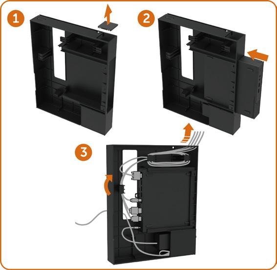 Sejměte držák Optiplex. 1. Sejměte kryt kabelů. 2.