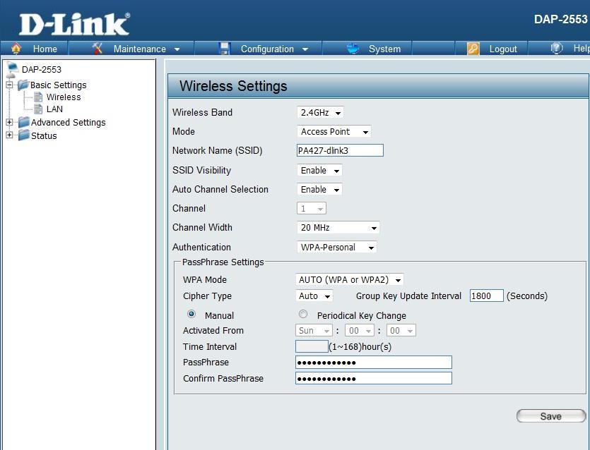 Adresa pro připojení je uvedena v manuálu AP dostupném na stánkách výrobce www.dlink.com, pokud tato adresa nebyla předem změněna.