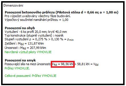 Program Stabilizační pilota rám Dimenzování podrobné výsledky Při výpočtu stability jsme uvažovali únosnosti