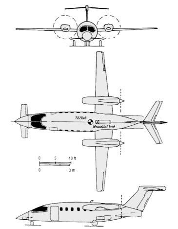 V roce 1983 se do projektu zapojila americká společnost Learjet, která se na letadle podepsala především umístěním malých delta ploutví na spodní straně ocasu.